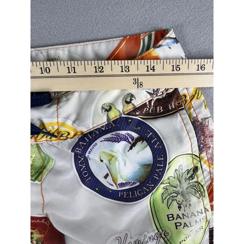 Tommy Bahama Board Shorts Mens 30 White Beer Label Print‎ Relax Swim Trunks